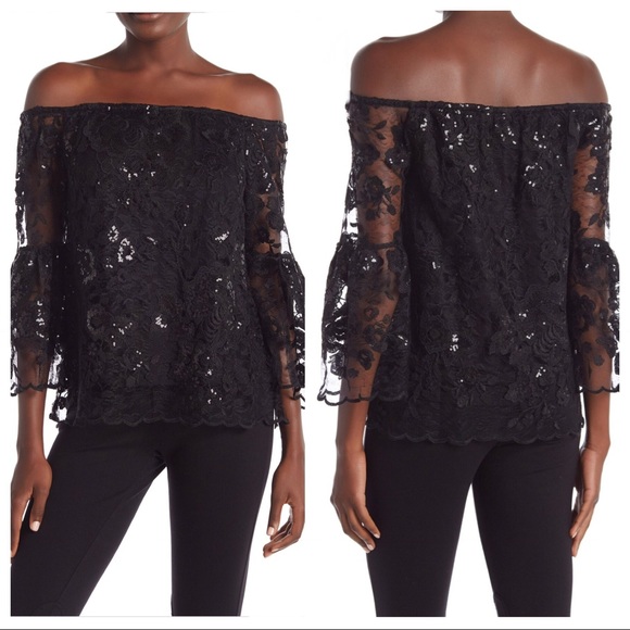 Vince Camuto Tops - Vince Camuto Lace 3/4 Length Bell Sleeve Blouse